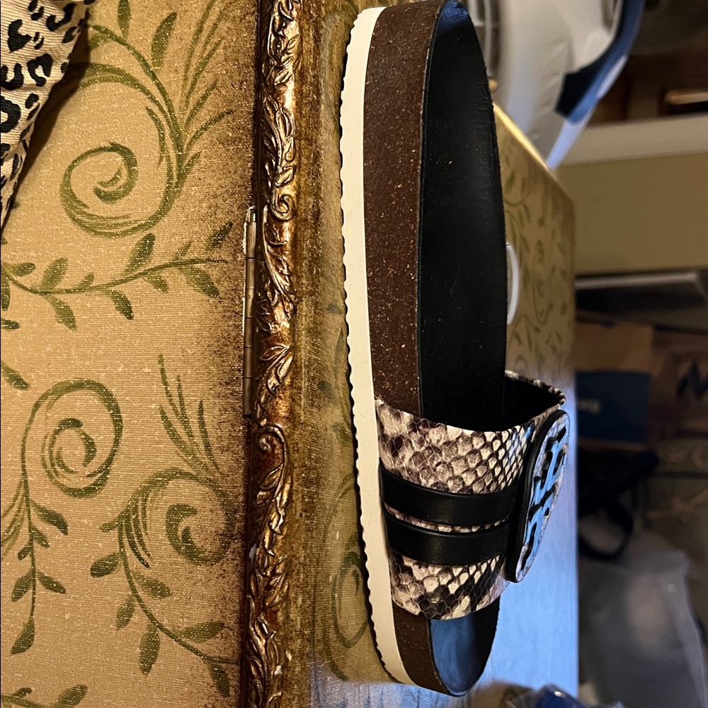 Tory Burch Snakeskin and Black Slide Sandals - Picture 5 of 5
